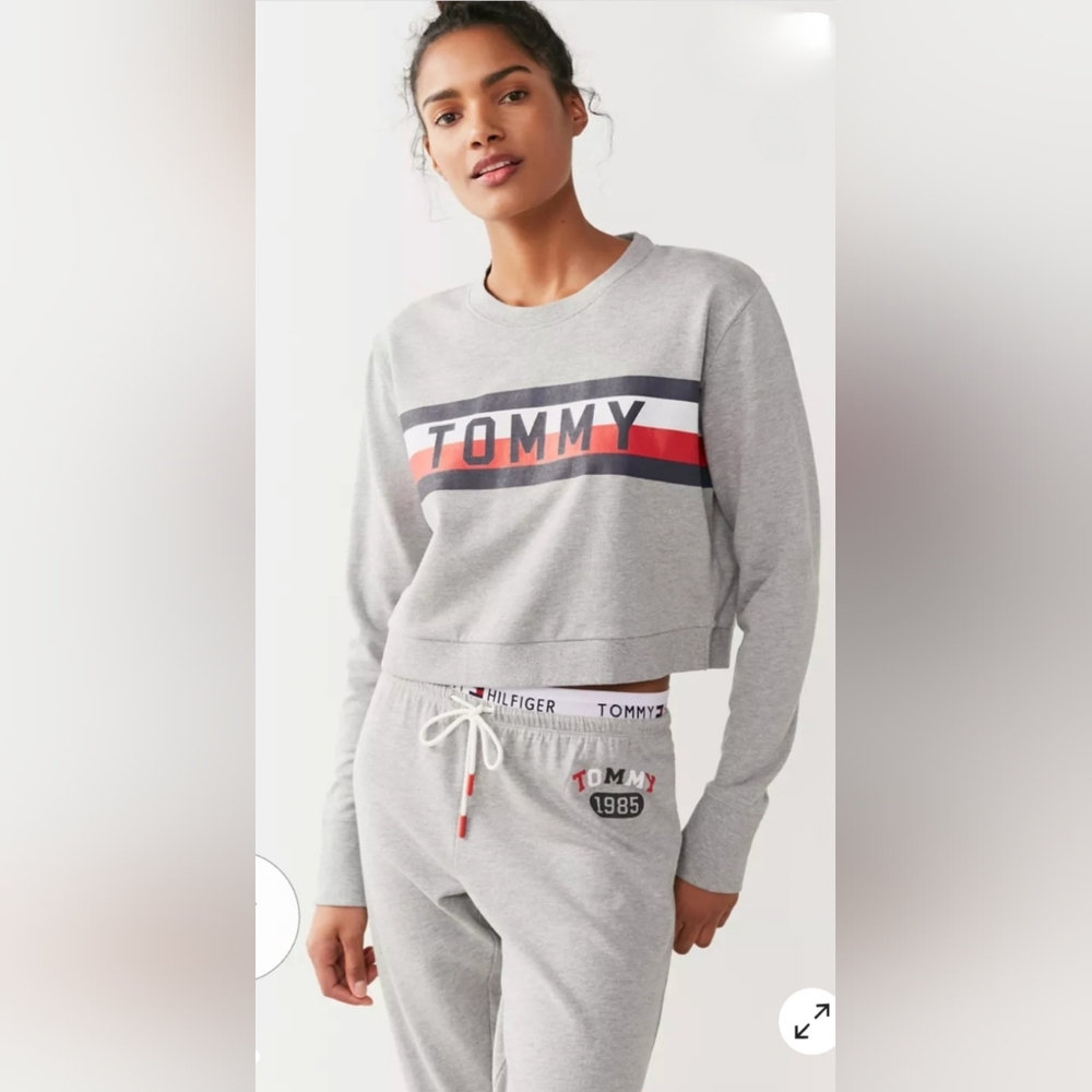 Tommy Hilfiger Grey cropped longsleeves sweater